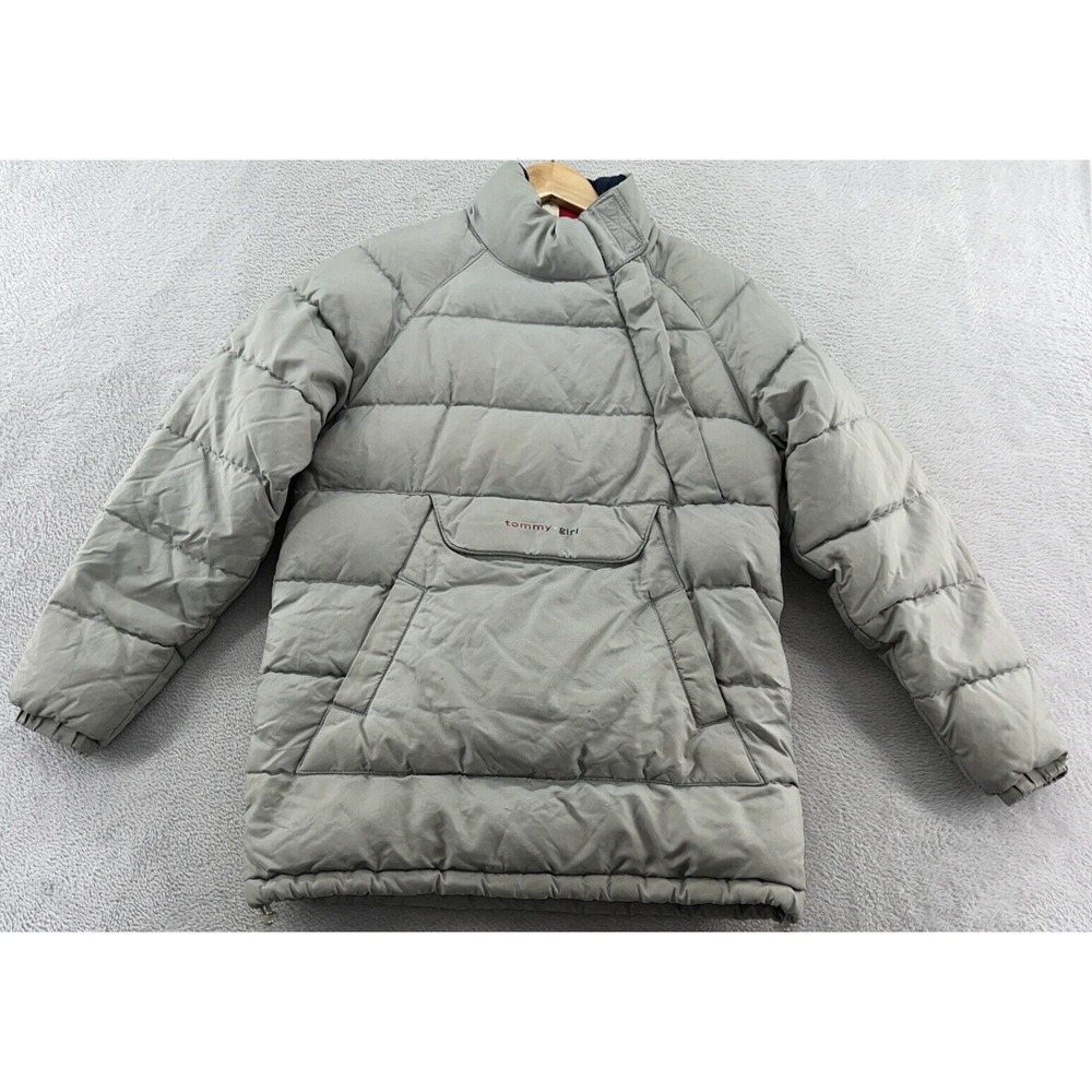 Tommy Girl Jacket Women's Sz XS Gray Puffer Coat Down Pullover Front Pockets